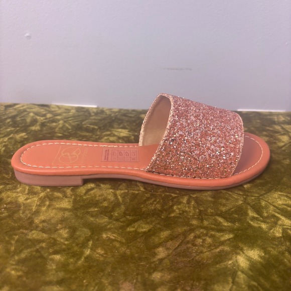 Everglades Rose Gold Glitter Slide Sandals Women Size 8 Sparkly Flat Slip On - Picture 6 of 10